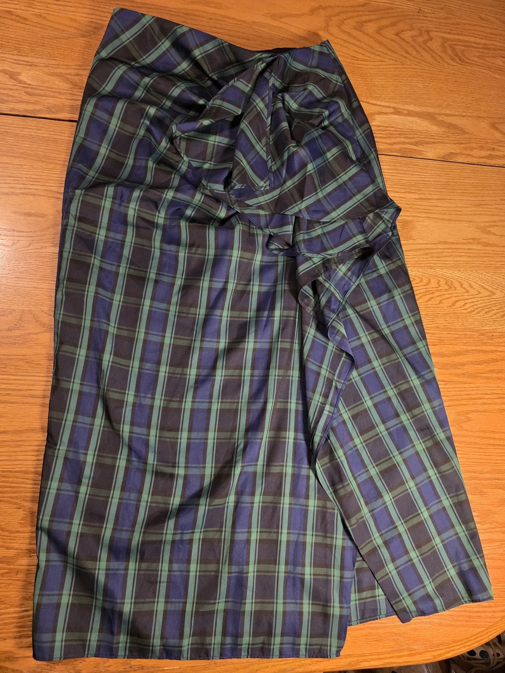 J.Crew Collection BW145 Plaid Ruffle Maxi Skirt Size 4 Blue Green Tartan